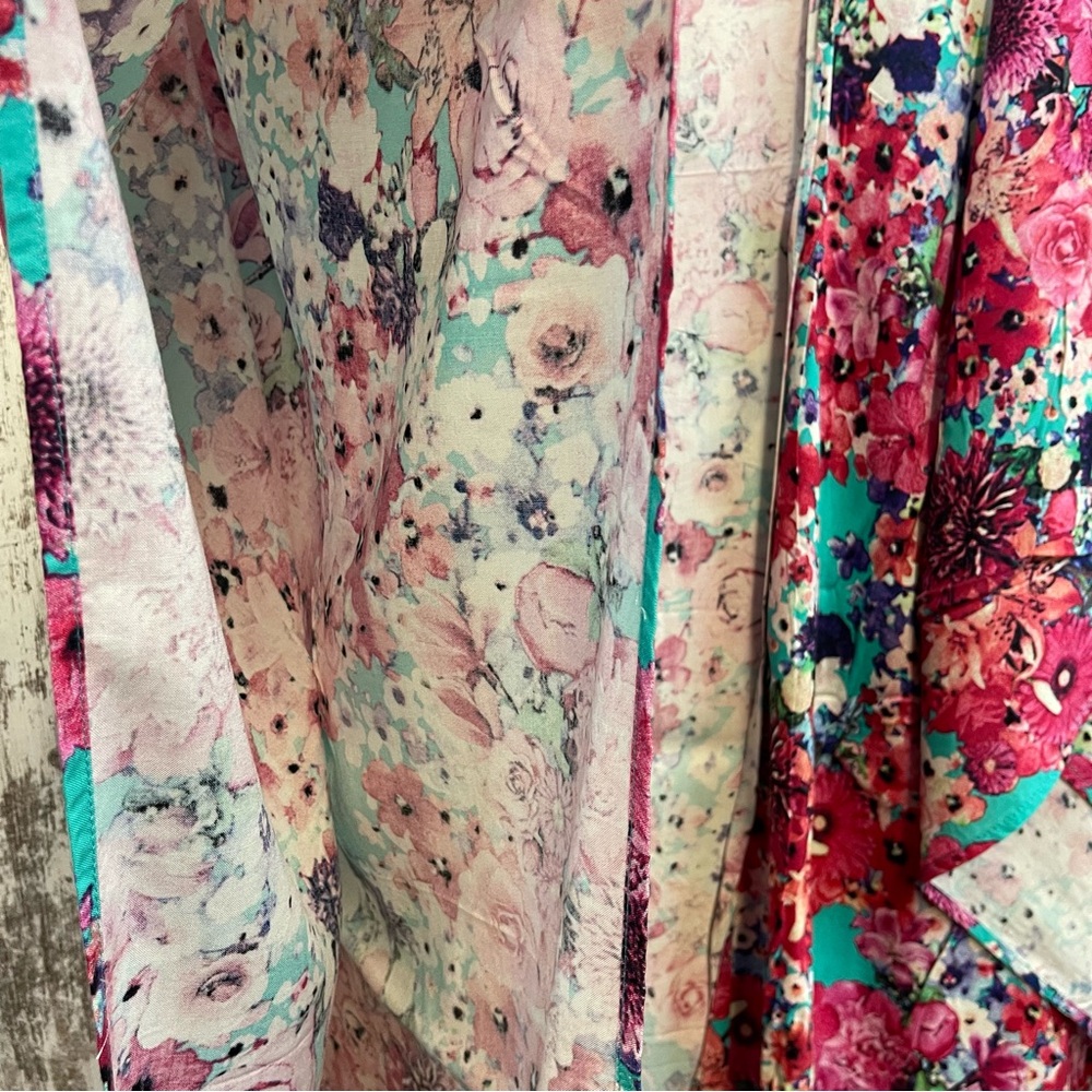 Floral Kimono Cardigan Vibrant Beach Summer Cover Vibe Plus Size 1X 2X Umgee - Picture 6 of 9
